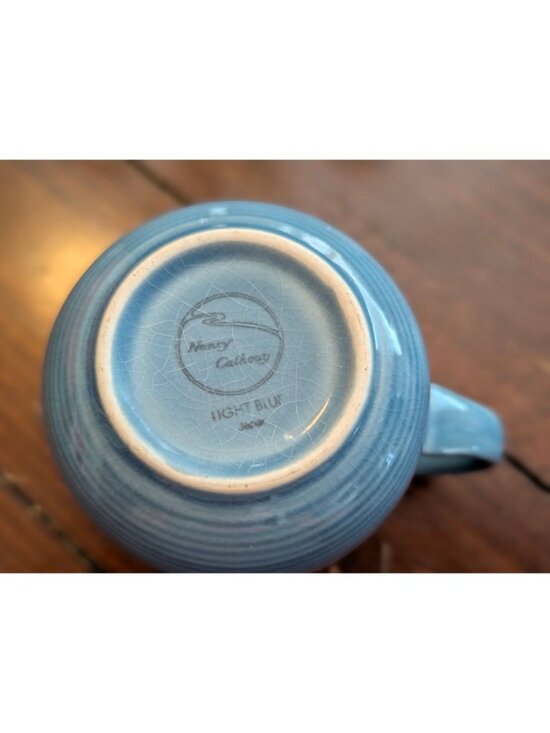 Nancy Calhoun Light Blue Ceramic Creamer Pitcher Crackle Glaze Vintage Kitchenwa - Picture 5 of 5